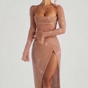 Oh Polly Champel embellished cowl neck maxi dress. Size 0